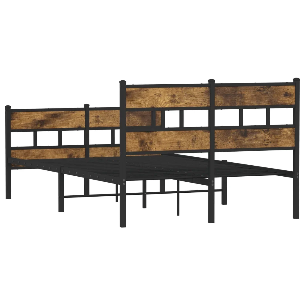 Letto matrimoniale | Letto per adulti | Giroletto senza Materasso in Metallo Rovere Fumo 120x190 cm - Image 6
