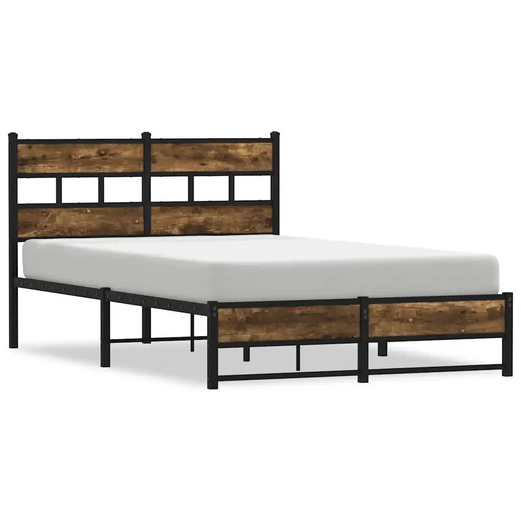 Letto matrimoniale | Letto per adulti | Giroletto senza Materasso in Metallo Rovere Fumo 120x190 cm