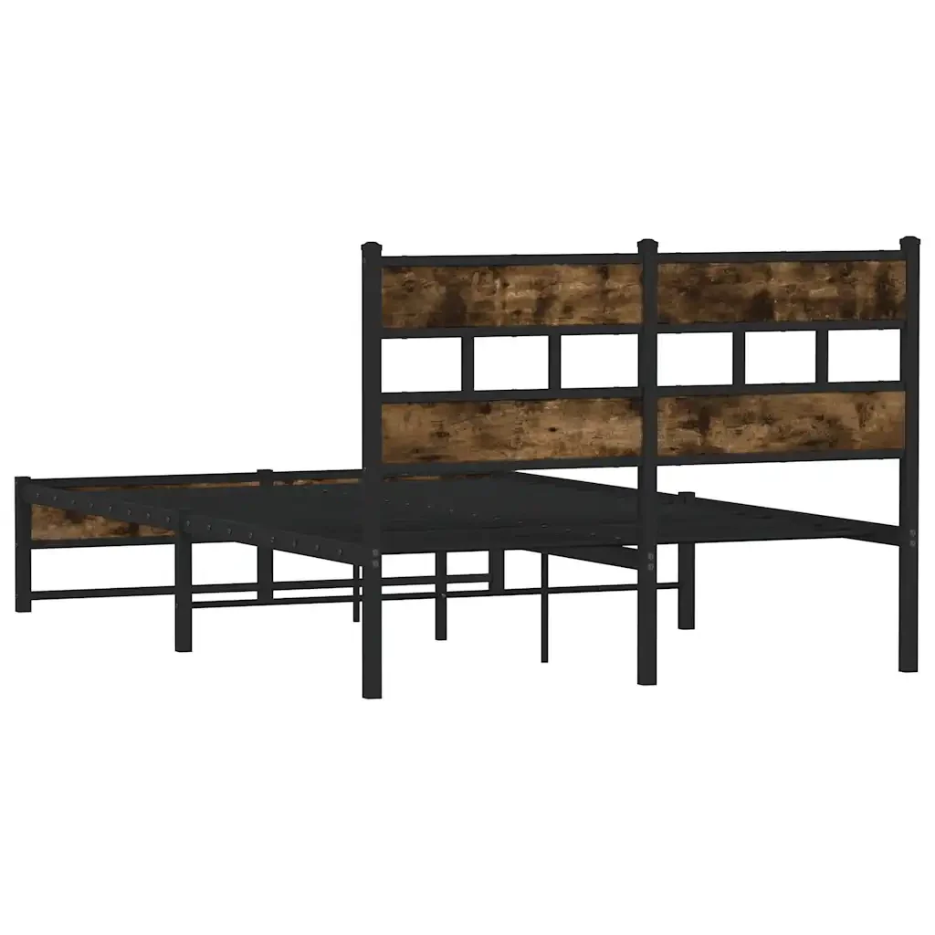 Letto matrimoniale | Letto per adulti | Giroletto senza Materasso in Metallo Rovere Fumo 120x190 cm - Image 6
