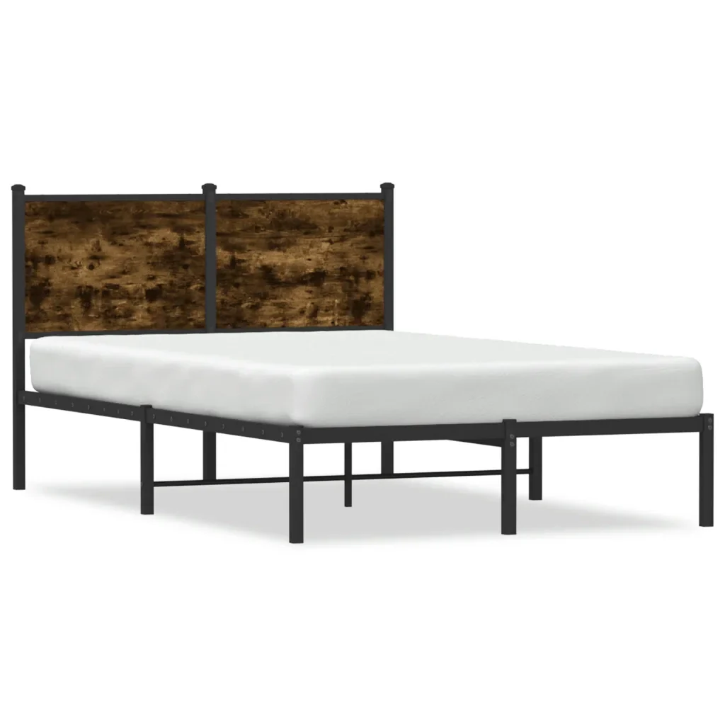 Letto matrimoniale | Letto per adulti | Giroletto senza Materasso in Metallo Rovere Fumo 120x190 cm