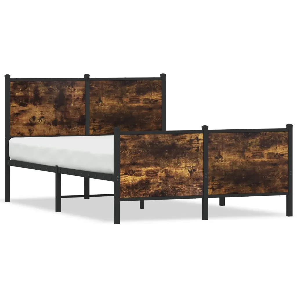 Letto matrimoniale | Letto per adulti | Giroletto senza Materasso in Metallo Rovere Fumo 120x190 cm