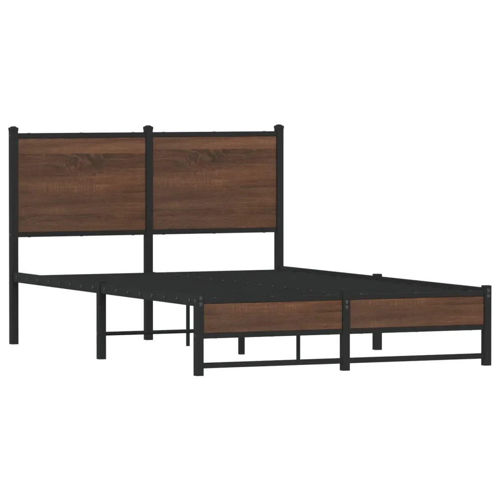Letto matrimoniale | Letto per adulti | Giroletto senza Materasso in Metallo Rovere Marrone 120x190 cm - Image 3