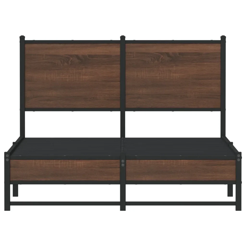 Letto matrimoniale | Letto per adulti | Giroletto senza Materasso in Metallo Rovere Marrone 120x190 cm - Image 5