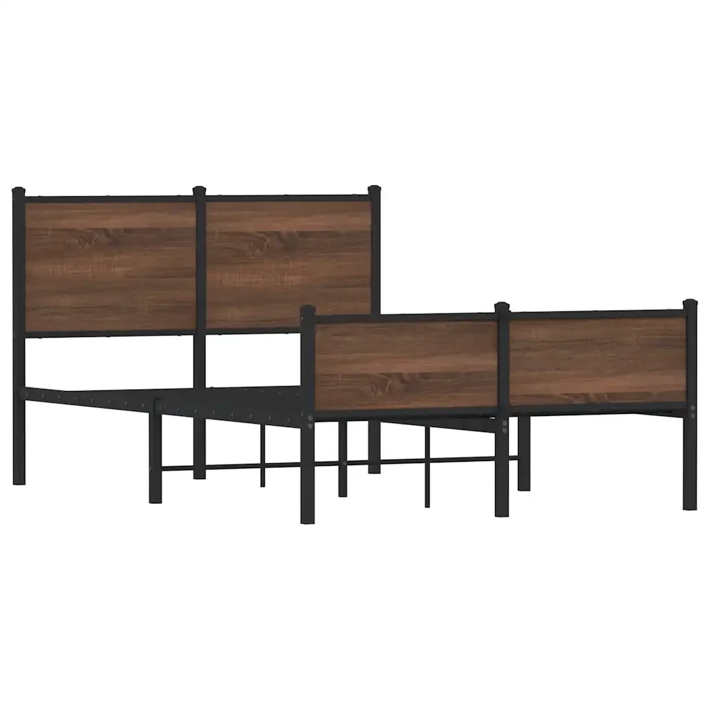 Letto matrimoniale | Letto per adulti | Giroletto senza Materasso in Metallo Rovere Marrone 120x190 cm - Image 3
