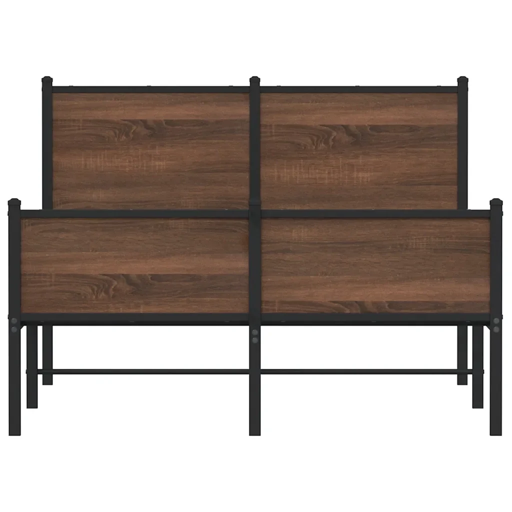 Letto matrimoniale | Letto per adulti | Giroletto senza Materasso in Metallo Rovere Marrone 120x190 cm - Image 5