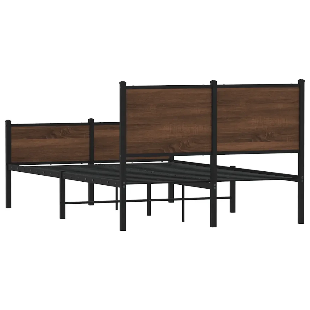 Letto matrimoniale | Letto per adulti | Giroletto senza Materasso in Metallo Rovere Marrone 120x190 cm - Image 7