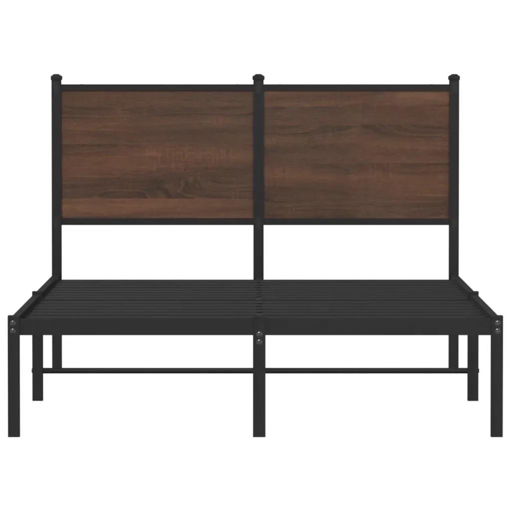 Letto matrimoniale | Letto per adulti | Giroletto senza Materasso in Metallo Rovere Marrone 120x190 cm - Image 5