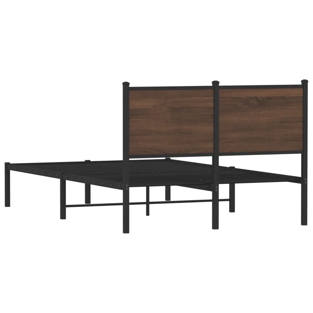 Letto matrimoniale | Letto per adulti | Giroletto senza Materasso in Metallo Rovere Marrone 120x190 cm - Image 7