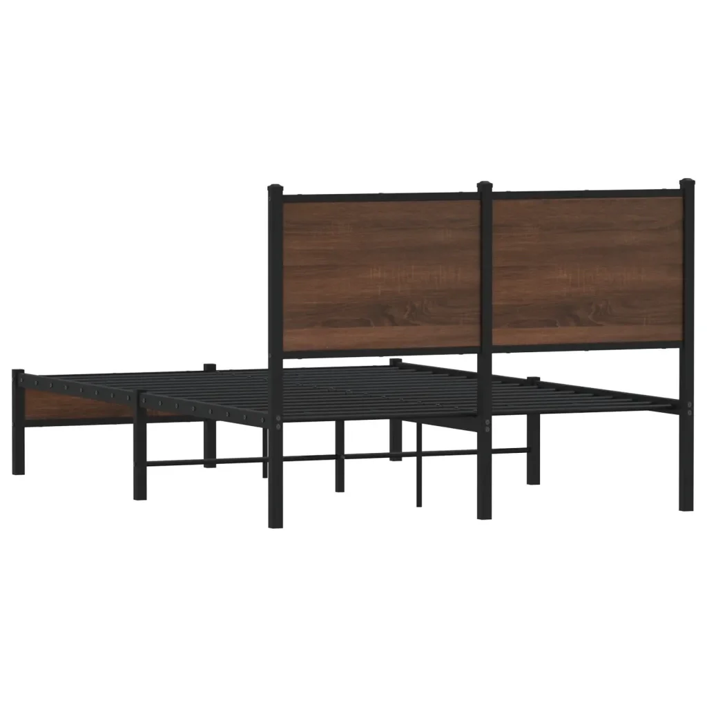 Letto matrimoniale | Letto per adulti | Giroletto senza Materasso in Metallo Rovere Marrone 120x200 cm - Image 7