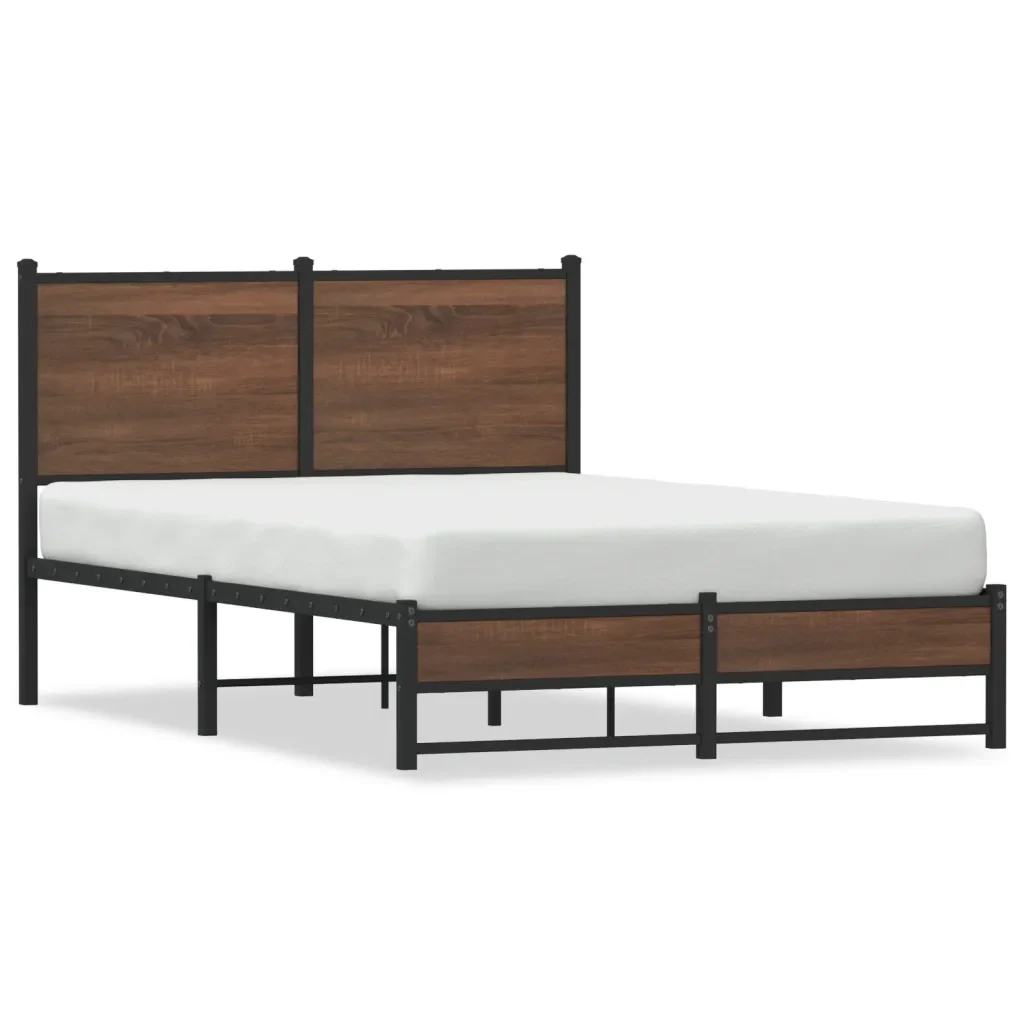 Letto matrimoniale | Letto per adulti | Giroletto senza Materasso in Metallo Rovere Marrone 120x200 cm