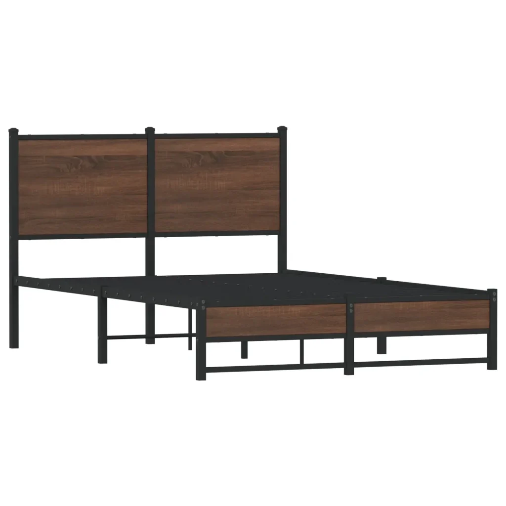 Letto matrimoniale | Letto per adulti | Giroletto senza Materasso in Metallo Rovere Marrone 120x200 cm - Image 4