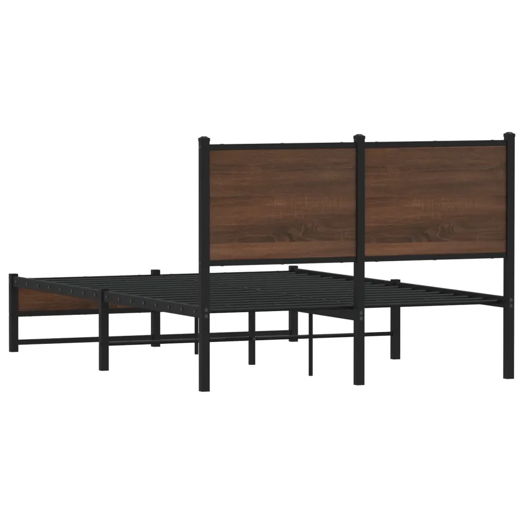 Letto matrimoniale | Letto per adulti | Giroletto senza Materasso in Metallo Rovere Marrone 120x200 cm - Image 7