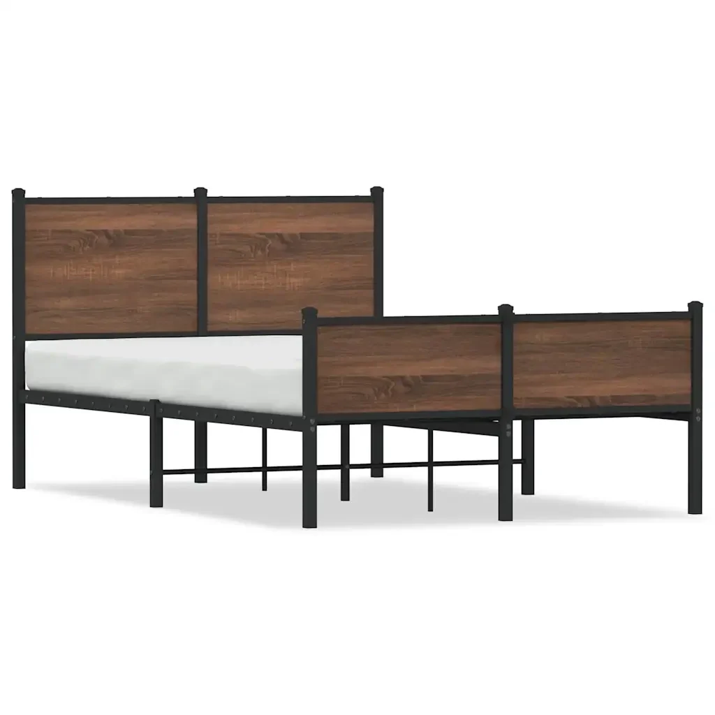 Letto matrimoniale | Letto per adulti | Giroletto senza Materasso in Metallo Rovere Marrone 120x200 cm