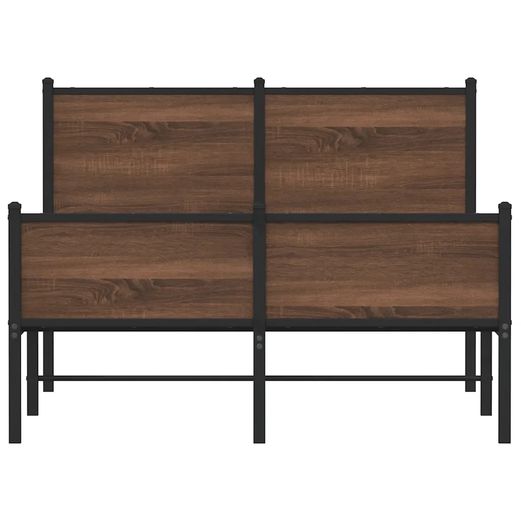 Letto matrimoniale | Letto per adulti | Giroletto senza Materasso in Metallo Rovere Marrone 120x200 cm - Image 5