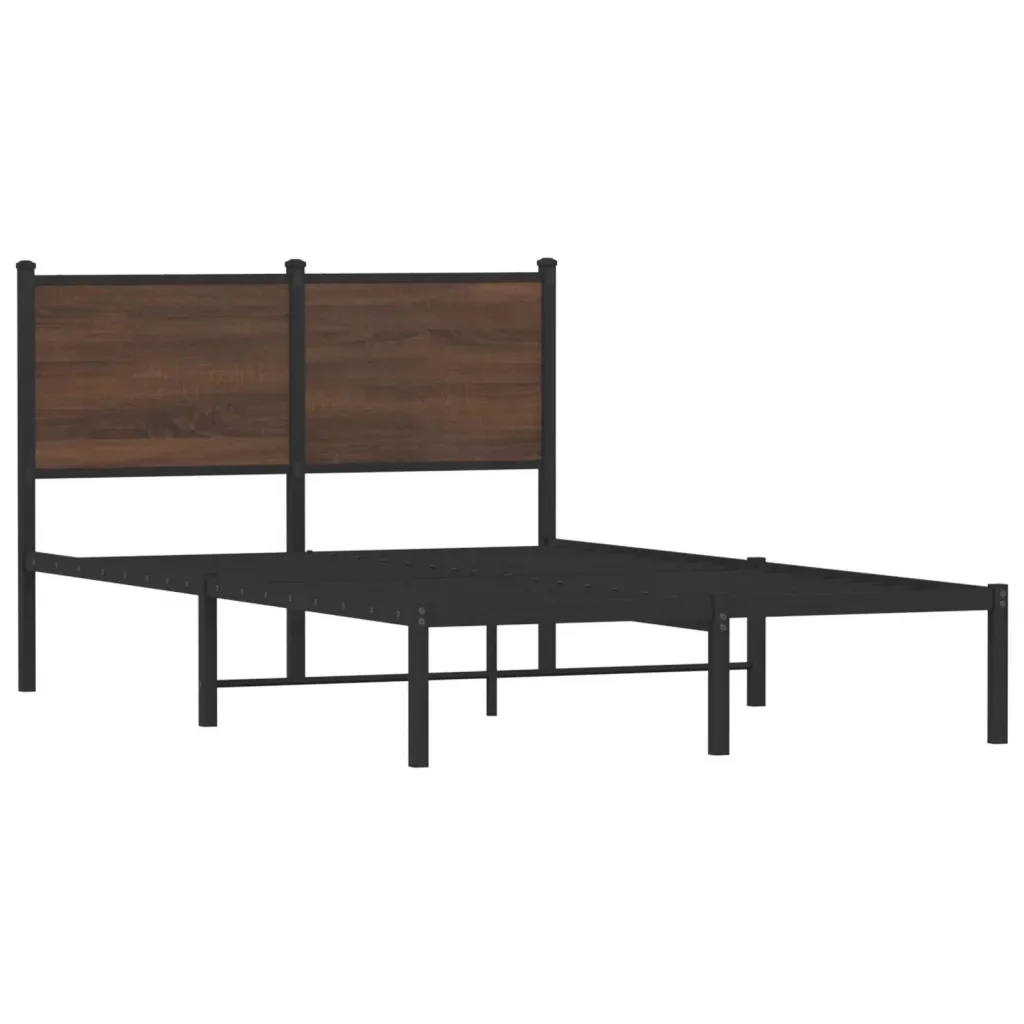 Letto matrimoniale | Letto per adulti | Giroletto senza Materasso in Metallo Rovere Marrone 120x200 cm - Image 4