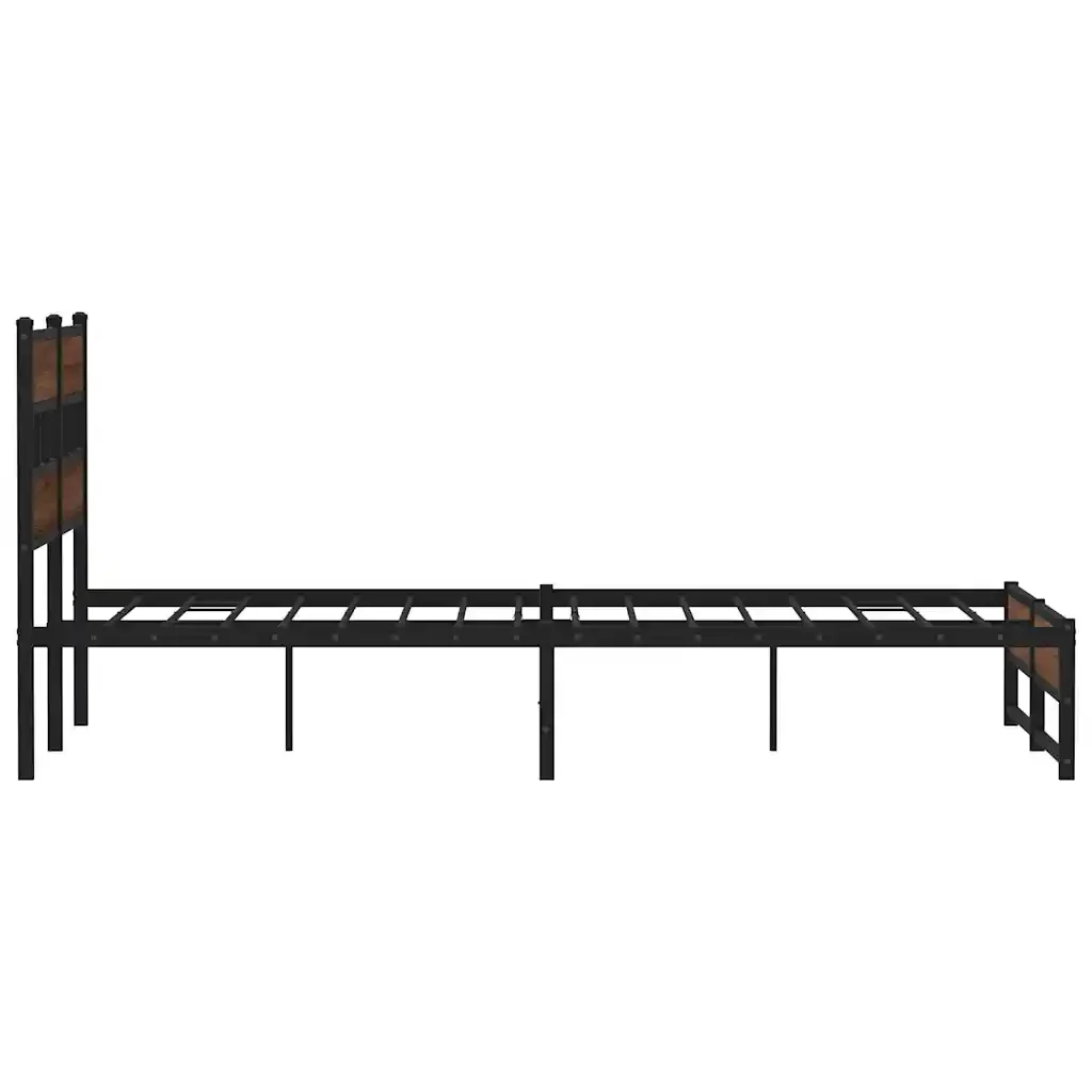 Letto matrimoniale | Letto per adulti | Giroletto senza Materasso in Metallo Rovere Marrone 135x190 cm - Image 5