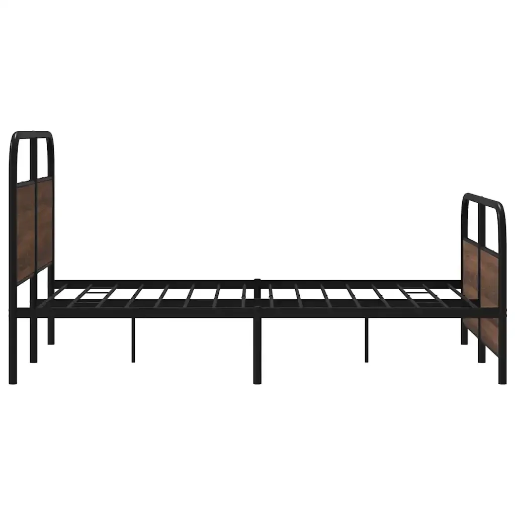 Letto matrimoniale | Letto per adulti | Giroletto senza Materasso in Metallo Rovere Marrone 140x190 cm - Image 6