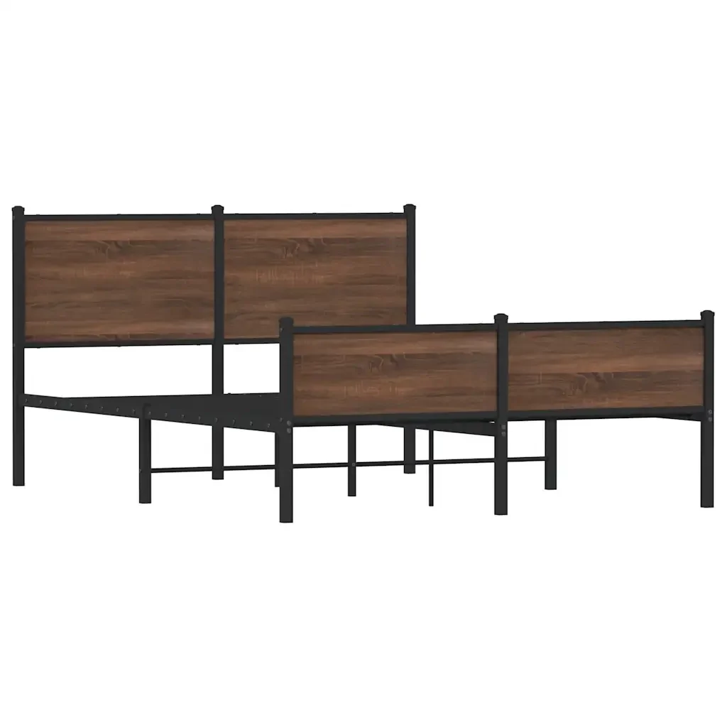 Letto matrimoniale | Letto per adulti | Giroletto senza Materasso in Metallo Rovere Marrone 140x190 cm - Image 4