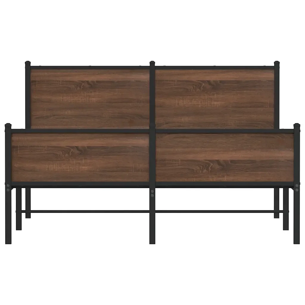 Letto matrimoniale | Letto per adulti | Giroletto senza Materasso in Metallo Rovere Marrone 140x190 cm - Image 5