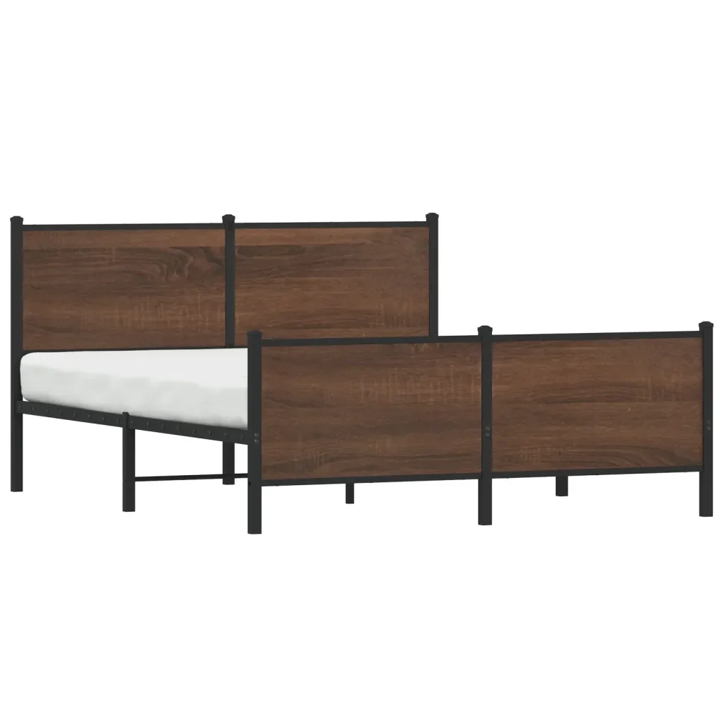 Letto matrimoniale | Letto per adulti | Giroletto senza Materasso in Metallo Rovere Marrone 140x190 cm - Image 3