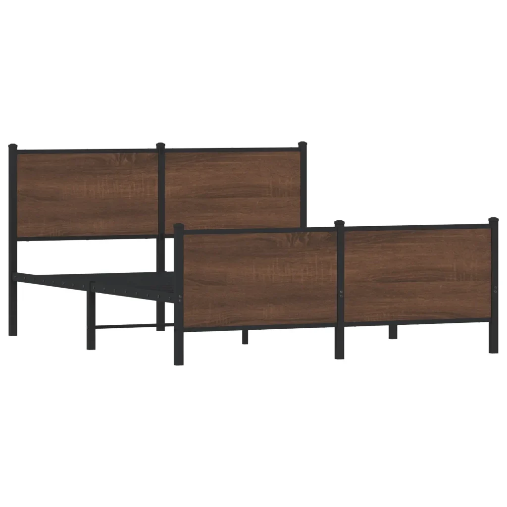 Letto matrimoniale | Letto per adulti | Giroletto senza Materasso in Metallo Rovere Marrone 140x190 cm - Image 5