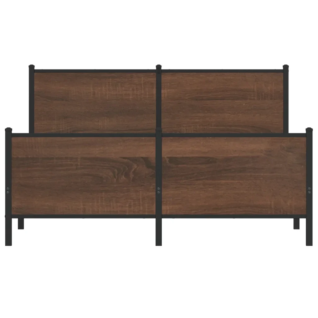Letto matrimoniale | Letto per adulti | Giroletto senza Materasso in Metallo Rovere Marrone 140x190 cm - Image 6