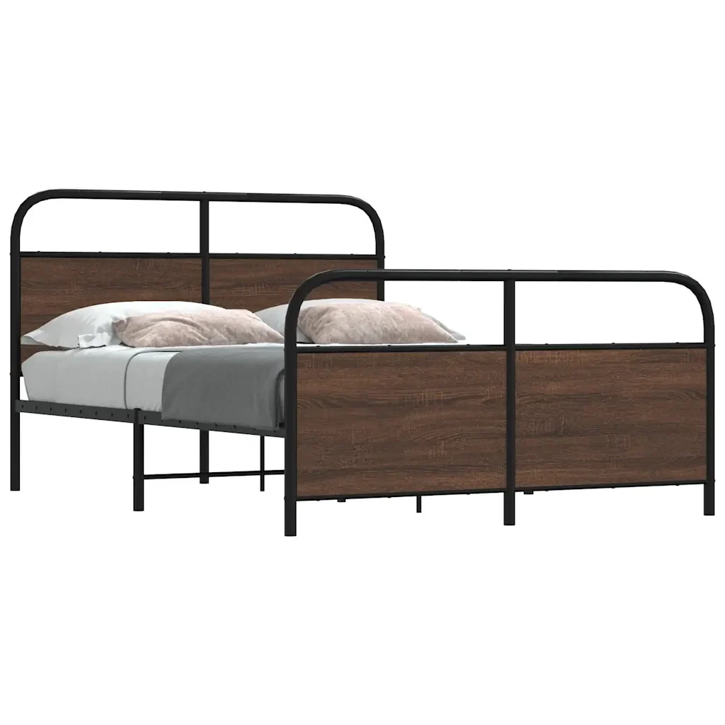 Letto matrimoniale | Letto per adulti | Giroletto senza Materasso in Metallo Rovere Marrone 140x200 cm - Image 2