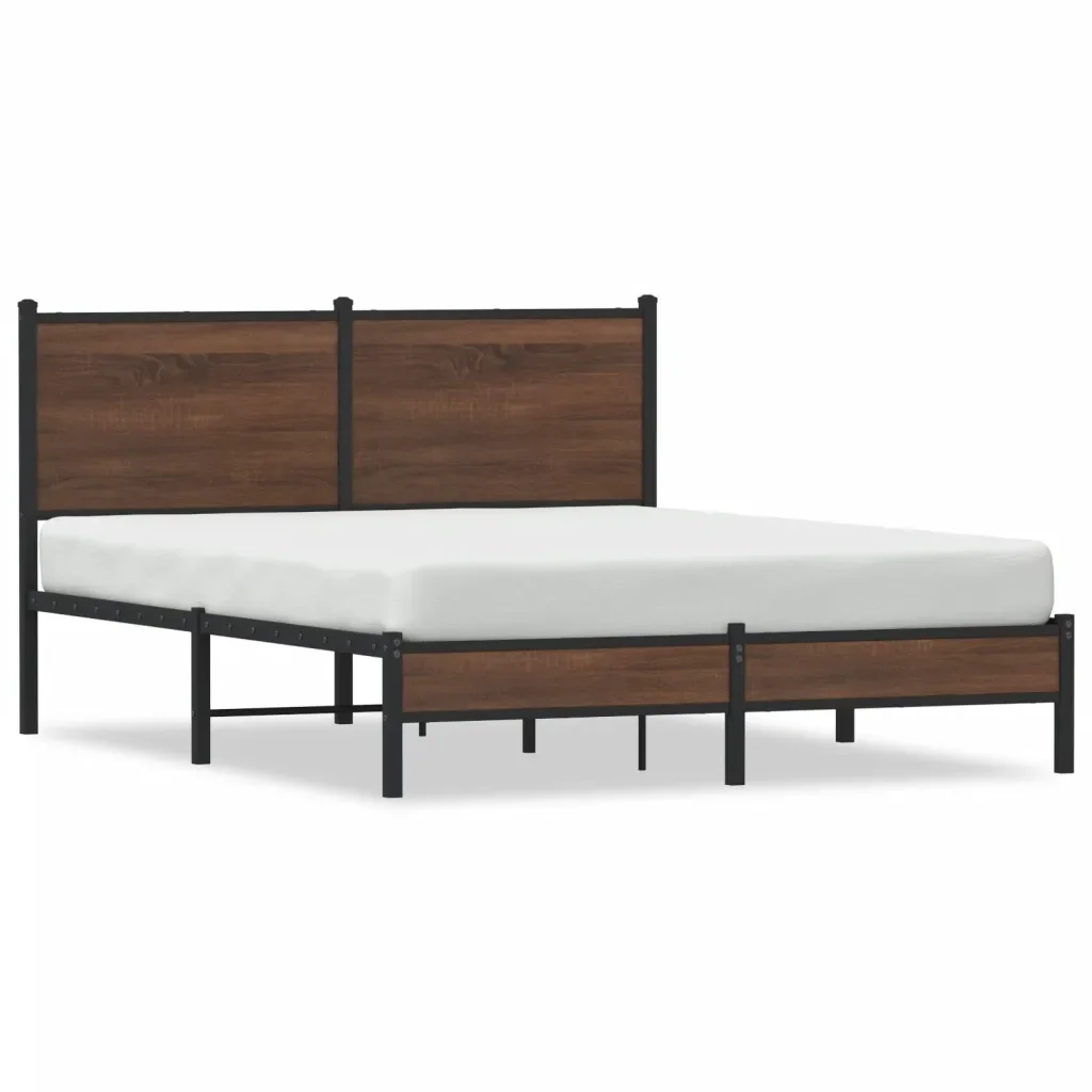 Letto matrimoniale | Letto per adulti | Giroletto senza Materasso in Metallo Rovere Marrone 140x200 cm