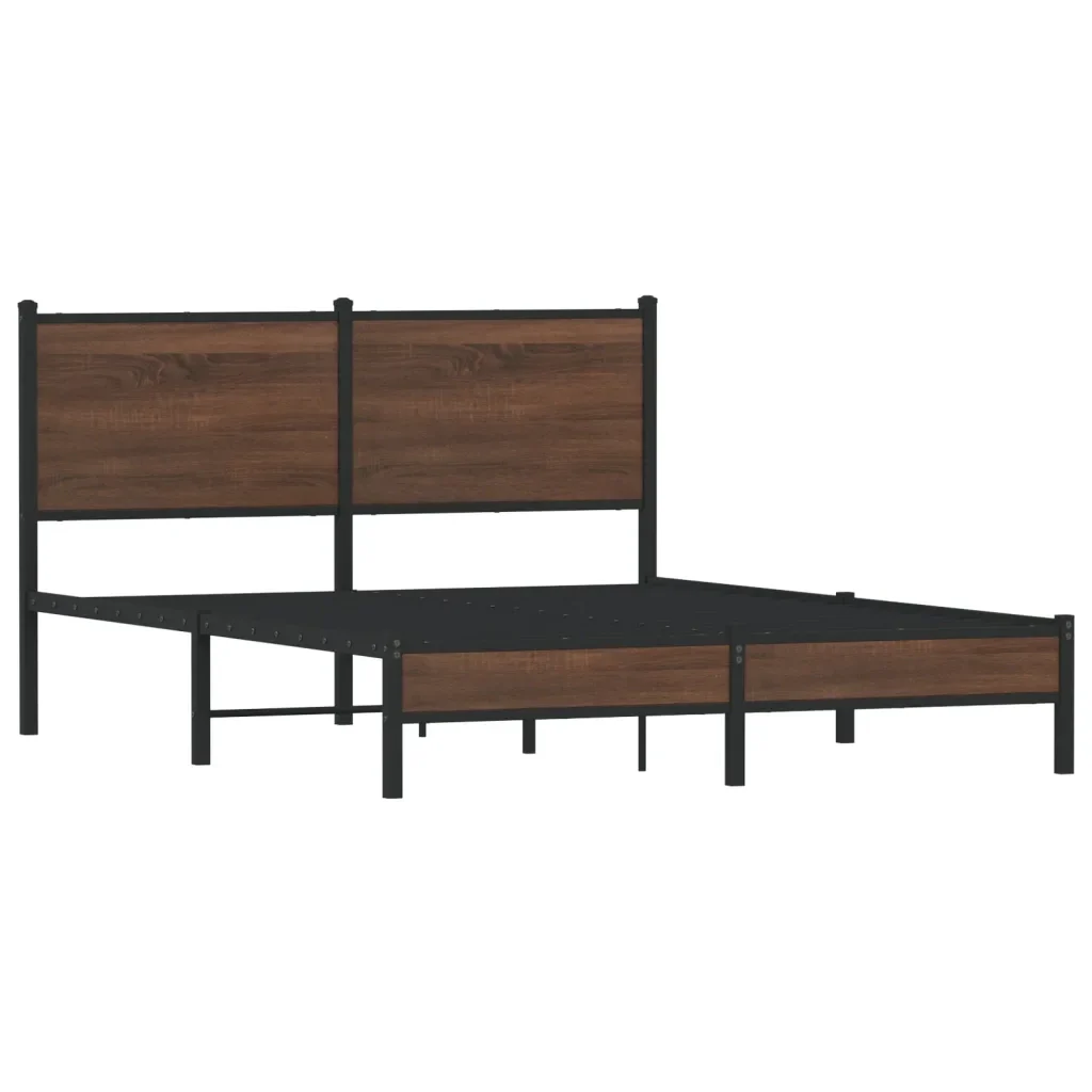 Letto matrimoniale | Letto per adulti | Giroletto senza Materasso in Metallo Rovere Marrone 140x200 cm - Image 3