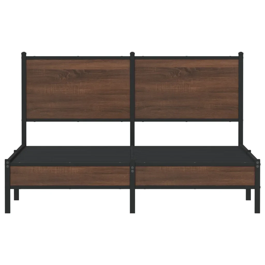 Letto matrimoniale | Letto per adulti | Giroletto senza Materasso in Metallo Rovere Marrone 140x200 cm - Image 5