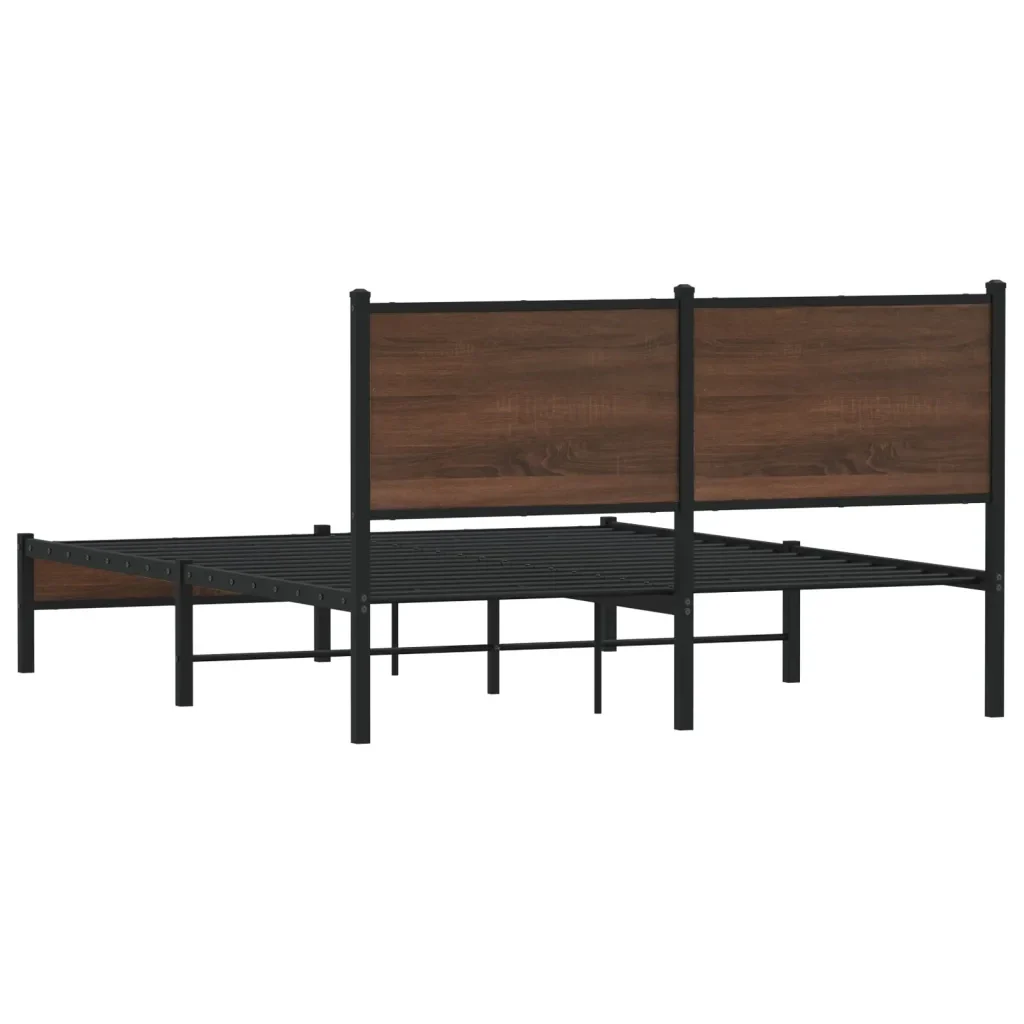Letto matrimoniale | Letto per adulti | Giroletto senza Materasso in Metallo Rovere Marrone 140x200 cm - Image 7