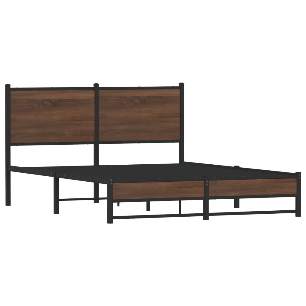Letto matrimoniale | Letto per adulti | Giroletto senza Materasso in Metallo Rovere Marrone 140x200 cm - Image 4