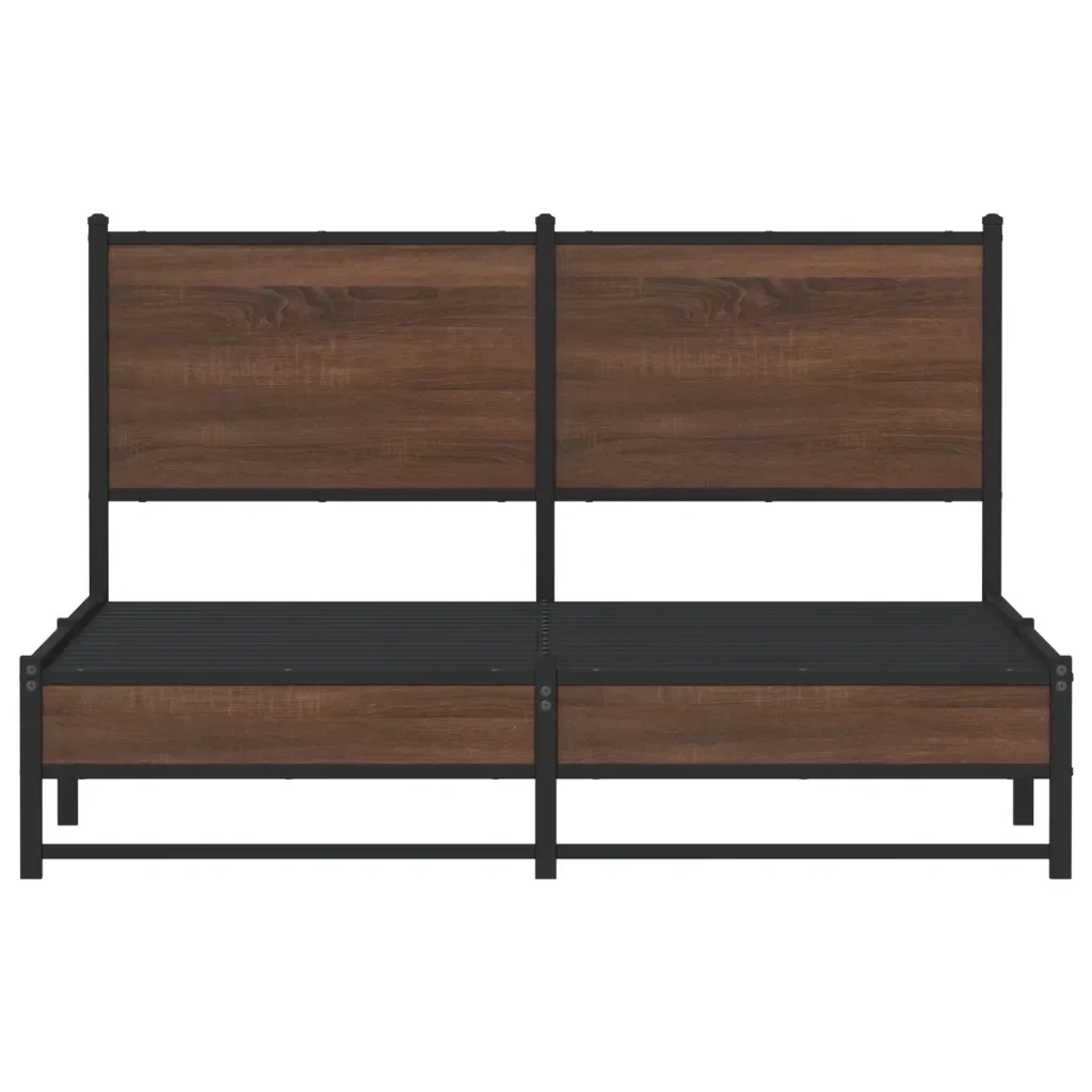 Letto matrimoniale | Letto per adulti | Giroletto senza Materasso in Metallo Rovere Marrone 140x200 cm - Image 5