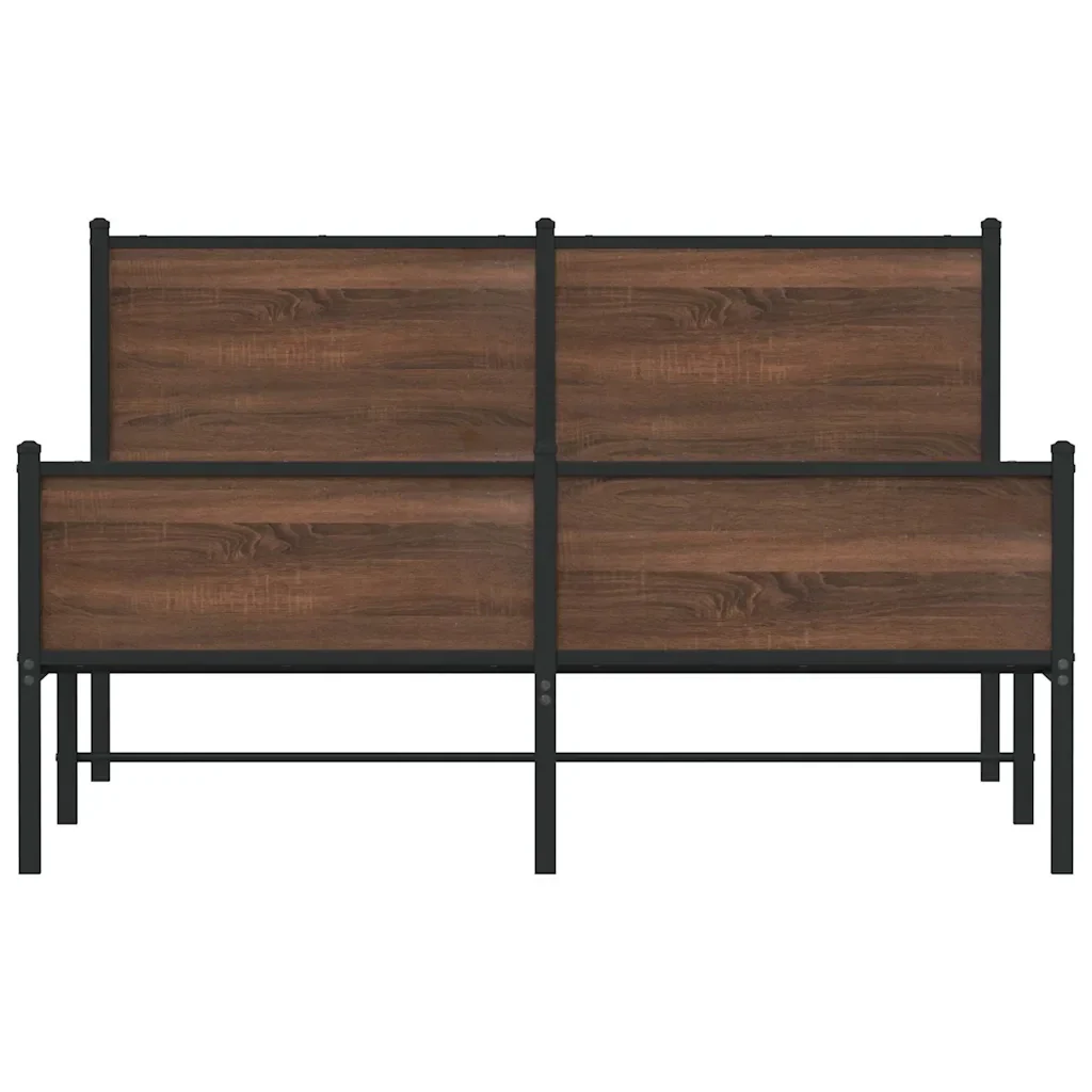 Letto matrimoniale | Letto per adulti | Giroletto senza Materasso in Metallo Rovere Marrone 140x200 cm - Image 5