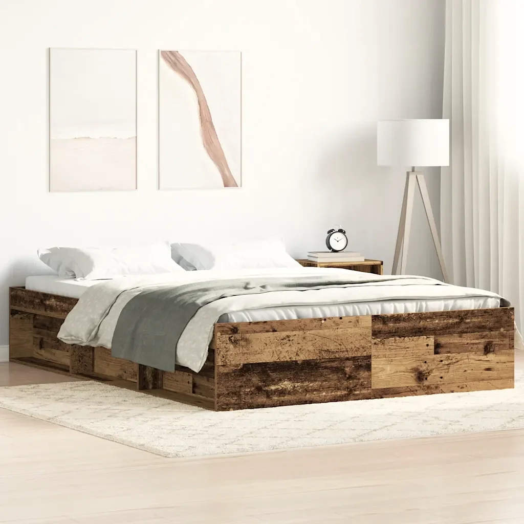 Letto matrimoniale | Letto per adulti | Giroletto senza Materasso Legno Antico 120x190cm in Truciolato - Image 2
