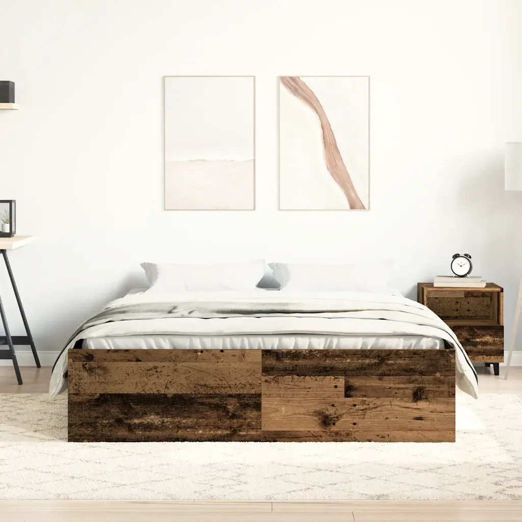 Letto matrimoniale | Letto per adulti | Giroletto senza Materasso Legno Antico 120x190cm in Truciolato - Image 4