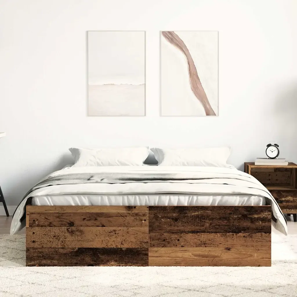 Letto matrimoniale | Letto per adulti | Giroletto senza Materasso Legno Antico 135x190cm in Truciolato - Image 4