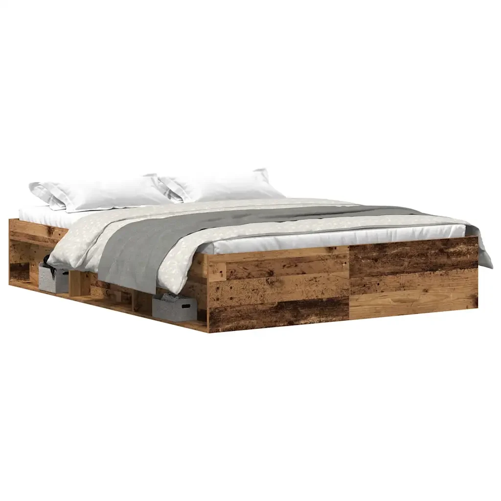 Letto matrimoniale | Letto per adulti | Giroletto senza Materasso Legno Antico 150x200cm in Truciolato