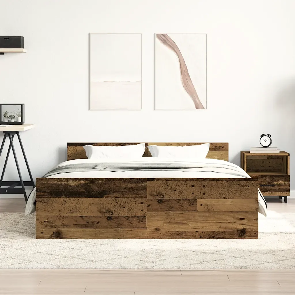 Letto matrimoniale | Letto per adulti | Giroletto senza Materasso Legno Antico 150x200cm in Truciolato - Image 3