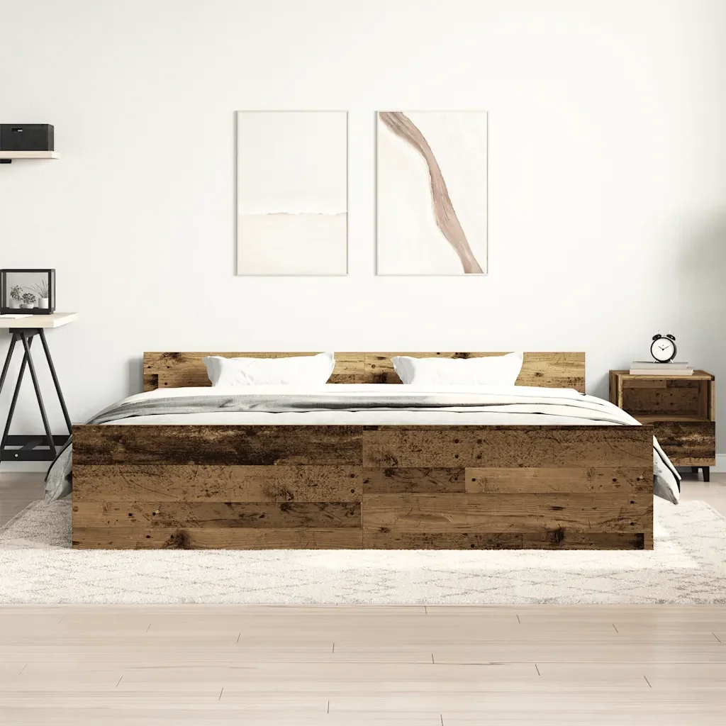 Letto matrimoniale | Letto per adulti | Giroletto senza Materasso Legno Antico 180x200 cm in Truciolato - Image 3