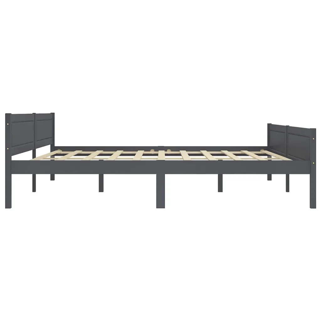 Letto matrimoniale | Letto per adulti | Giroletto senza Materasso Legno Massello Pino Grigio 200x200 cm - Image 4
