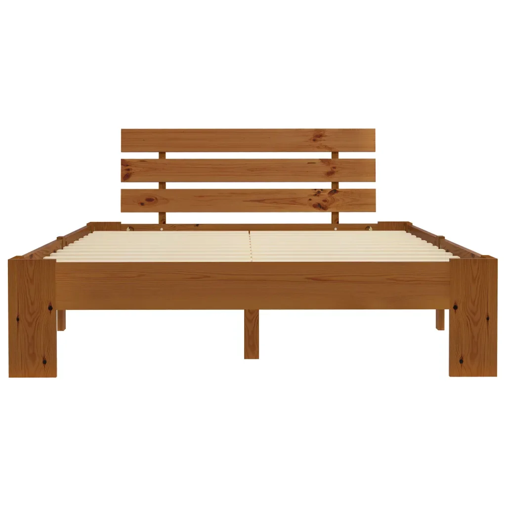 Letto matrimoniale | Letto per adulti | Giroletto senza Materasso Marrone Ambrato 120x200 cm in Pino - Image 4