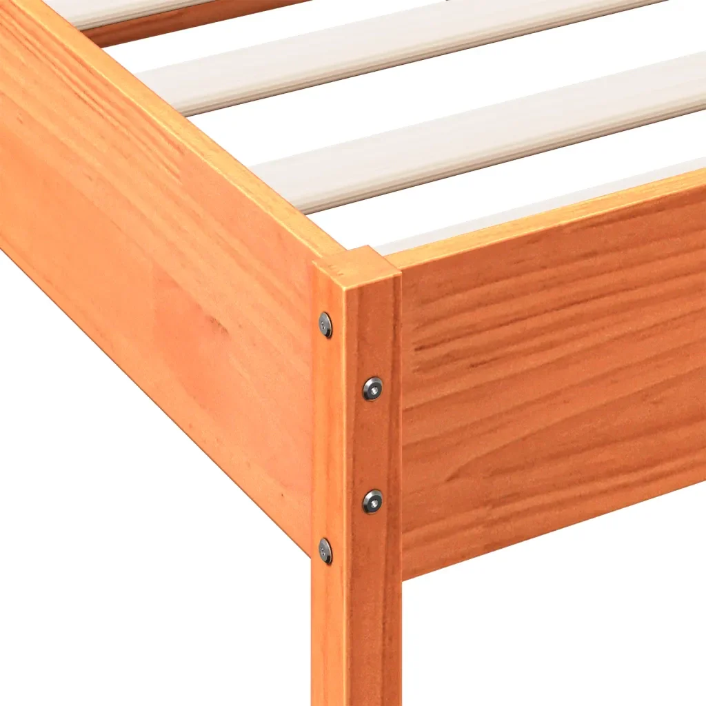 Letto matrimoniale | Letto per adulti | Giroletto senza Materasso Marrone Cera 120x190 cm Legno di Pino - Image 9
