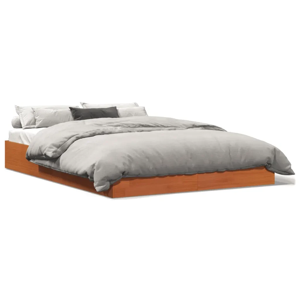 Letto matrimoniale | Letto per adulti | Giroletto senza Materasso Marrone Cera 120x200 cm Legno di Pino