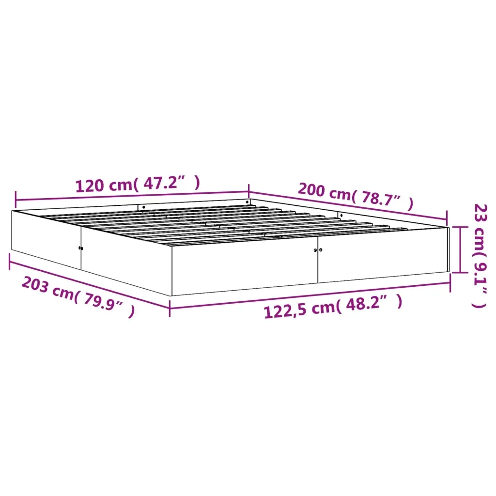 Letto matrimoniale | Letto per adulti | Giroletto senza Materasso Marrone Cera 120x200 cm Legno di Pino - Image 8