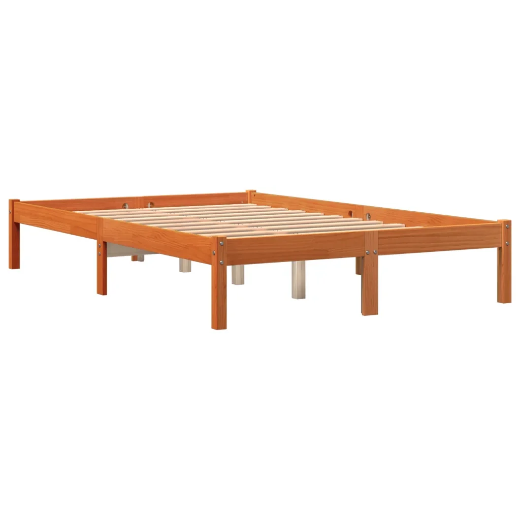 Letto matrimoniale | Letto per adulti | Giroletto senza Materasso Marrone Cera 120x200 cm Legno di Pino - Image 4