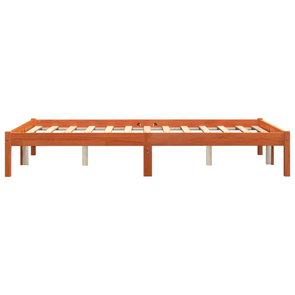 Letto matrimoniale | Letto per adulti | Giroletto senza Materasso Marrone Cera 120x200 cm Legno di Pino - Image 5