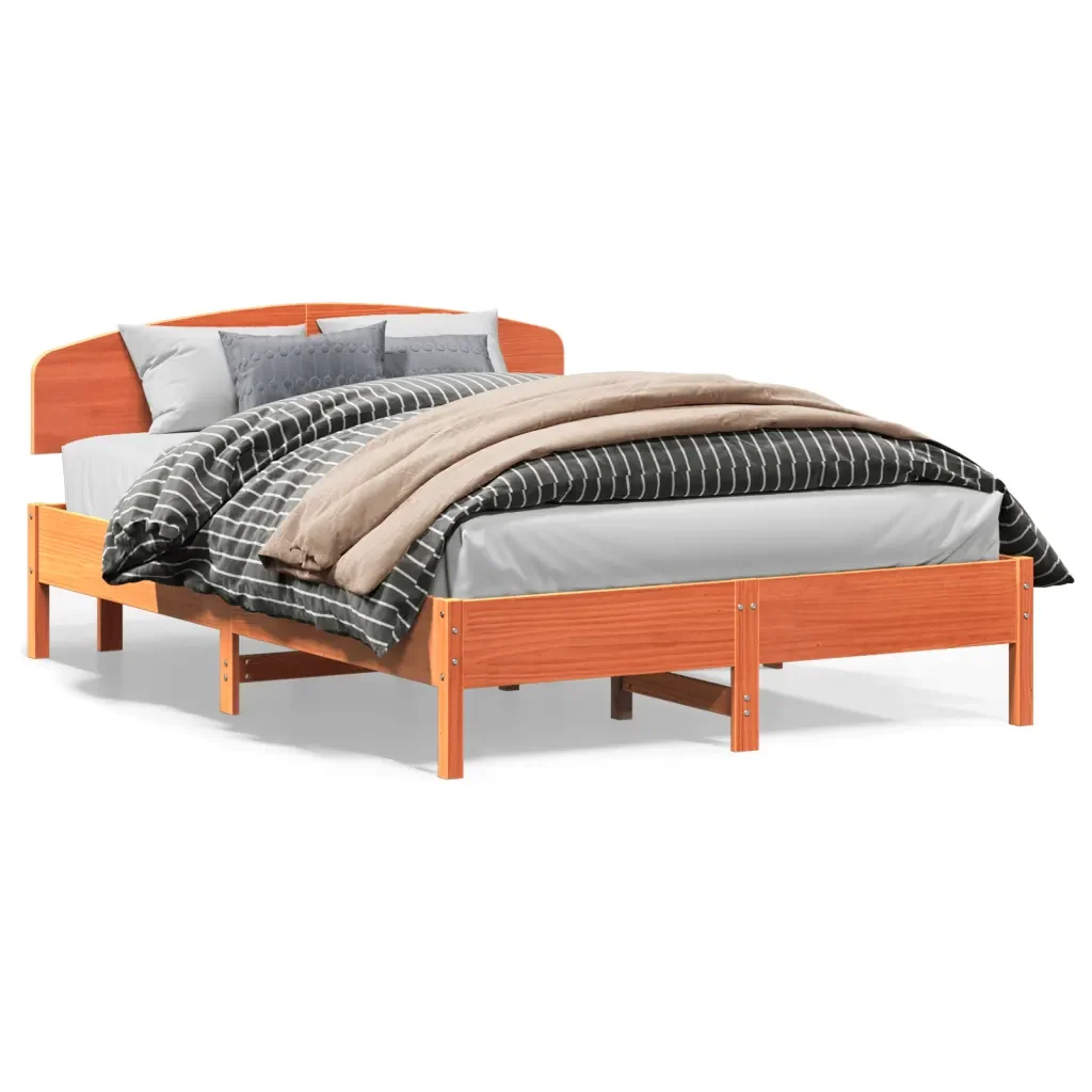 Letto matrimoniale | Letto per adulti | Giroletto senza Materasso Marrone Cera 120x200 cm Legno di Pino