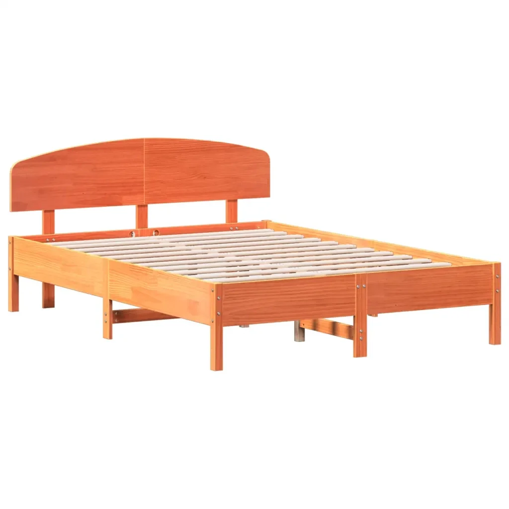 Letto matrimoniale | Letto per adulti | Giroletto senza Materasso Marrone Cera 120x200 cm Legno di Pino - Image 3