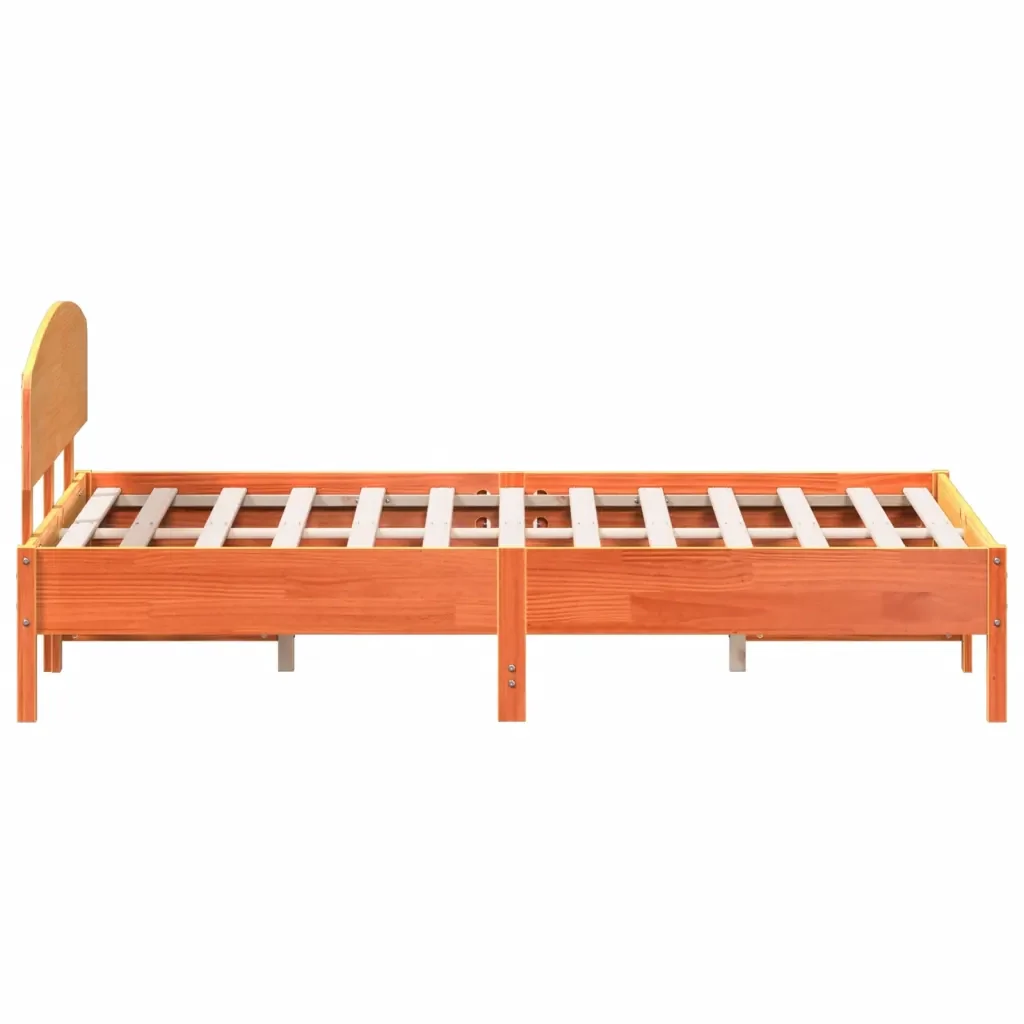 Letto matrimoniale | Letto per adulti | Giroletto senza Materasso Marrone Cera 120x200 cm Legno di Pino - Image 5